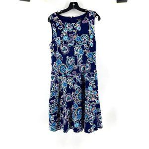 Tommy Hilfiger Women's Blue Floral Sleeveless Stretch Cocktail Party Dress Sz 8